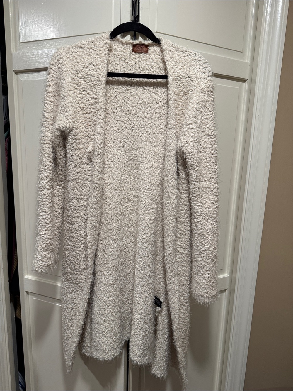POL Soft Cream Bouclé Open Cardigan